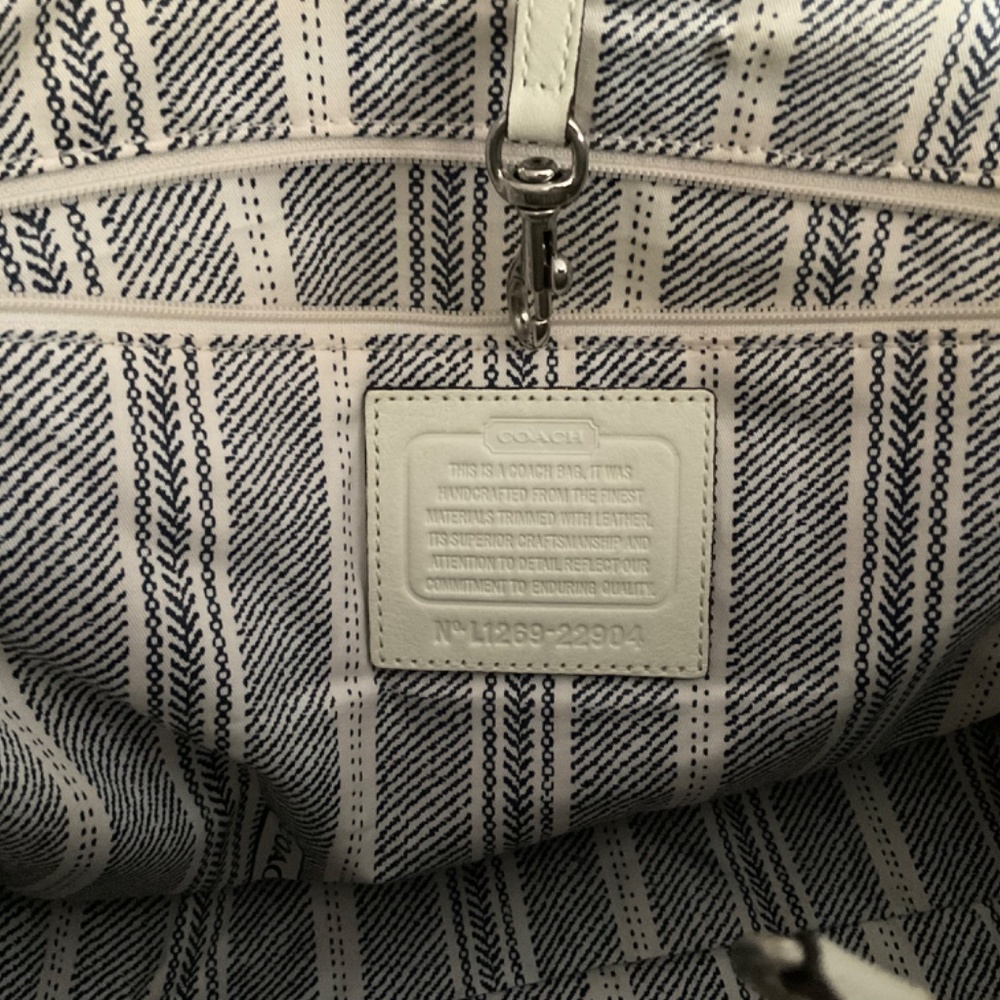 Coach Tan Straw Tote with Cream and Taupe Leather Trim - Picture 8 of 9